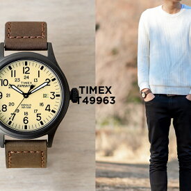 TIMEX EXPEDITION タイメックス エクスペディション スカウト 40MM T49963 腕時計 時計 ブランド メンズ レディース ミリタリー アナログ ブラック 黒 ベージュ レザー 革ベルト ギフト プレゼント