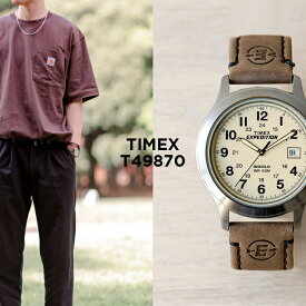 【日本未発売】TIMEX EXPEDITION タイメックス エクスペディション メタル フィールド 39MM T49870 腕時計 時計 ブランド メンズ レディース ミリタリー アナログ シルバー アイボリー レザー 革ベルト 海外モデル ギフト プレゼント