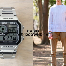 【10年保証】【日本未発売】CASIO STANDARD MENS カシオ スタンダード AE-1200WHD-1A 腕時計 時計 ブランド メンズ キッズ 子供 男の子 チープカシオ チプカシ デジタル 日付 防水 シルバー ブラック 黒 海外モデル メタル ギフト プレゼント