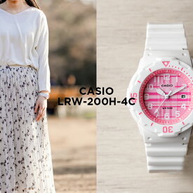 【10年保証】【日本未発売】CASIO STANDARD LADYS カシオ スタンダード LRW-200H-4C 腕時計 時計 ブランド レディース キッズ 子供 女の子 チープカシオ チプカシ アナログ 日付 カレンダー 防水 ホワイト 白 ピンク チェック 海外モデル ギフト プレゼント