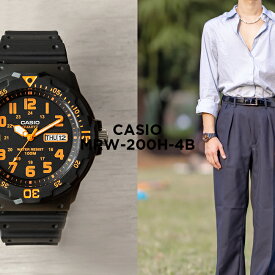 【10年保証】【日本未発売】CASIO SPORTS カシオ スポーツ MRW-200H-4B 腕時計 時計 ブランド メンズ キッズ 子供 男の子 チープカシオ チプカシ アナログ 日付 カレンダー 防水 ブラック 黒 オレンジ 海外モデル ギフト プレゼント