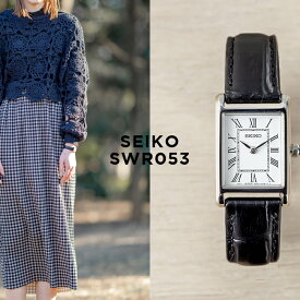 【10%OFF】【10年保証】【日本未発売】SEIKO ESSENTAILS セイコー エッセンシャルズ SWR053 腕時計 時計 ブランド レディース 逆輸入 アナログ シルバー ホワイト 白 レザー 革ベルト 角型 海外モデル ギフト プレゼント