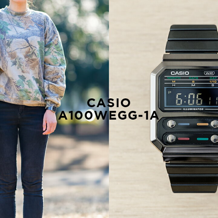 楽天市場 10年保証 Casio Standard カシオ スタンダード A100wegg 1a 腕時計 時計 ブランド メンズ レディース キッズ 子供 男の子 女の子 チープカシオ チプカシ デジタル 日付 カレンダー ブラック 黒 シルバー ギフト プレゼント つきのとけいてん
