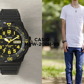 【10年保証】【日本未発売】CASIO STANDARD MENS カシオ スタンダード MRW-200H-9B 腕時計 時計 ブランド メンズ キッズ 子供 男の子 チープカシオ チプカシ アナログ 日付 カレンダー 防水 ブラック 黒 イエロー 黄色 海外モデル ギフト プレゼント