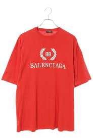 バレンシアガ BALENCIAGA　サイズ:XS 544271 TCV25 BBロゴプリントオーバーサイズTシャツ(レッド)【604042】【SS13】【メンズ】【中古】bb132#rinkan*B