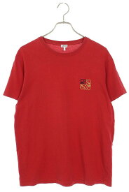 ロエベ LOEWE　サイズ:M H526341XAI アナグラム刺繍Tシャツ(レッド)【415042】【SB01】【メンズ】【中古】bb355#rinkan*B