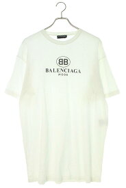 バレンシアガ BALENCIAGA　サイズ:XS 508203 TYK23 BBロゴプリントTシャツ(ホワイト)【415042】【SB01】【レディース】【中古】bb169#rinkan*B