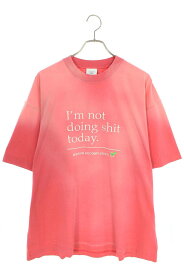 ヴェトモン VETEMENTS　サイズ:XS 23SS UE63TR320P NotDoingShitTodayオーバーサイズTシャツ(ライトピンク)【024042】【SB01】【メンズ】【新古品】bb20#rinkan*N