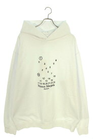 メゾンマルジェラ Maison Margiela　サイズ:XL 23SS S50GU0202S25505 100 ロゴエンブロイダリープルオーバーパーカー(ホワイト)【824032】【SB01】【メンズ】【新古品】bb20#rinkan*N