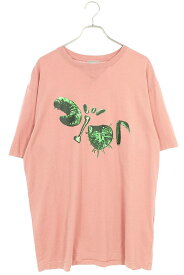 ディオール DIOR　×トラヴィススコット Travis Scott サイズ:L 22AW 213J685C0677 カクタスジャックロゴプリントサイズTシャツ(ピンク)【604042】【OM10】【メンズ】【中古】bb134#rinkan*A