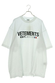 ヴェトモン VETEMENTS　サイズ:M 23AW UE54TR100W WHITE ロゴプリントTシャツ(ホワイト)【323042】【OM10】【メンズ】【中古】bb20#rinkan*N-