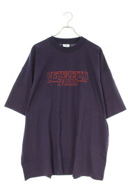 ヴェトモン VETEMENTS　サイズ:S 23AW UE54TR330U PURPLE PARISロゴプリントTシャツ(パープル)【603042】【SB01】【メンズ】【新古品】bb20#rinkan*N