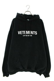 ヴェトモン VETEMENTS　サイズ:M 23AW UE54HD220B BLACK ロゴエンブロイダリーパーカー(ブラック)【825032】【SB01】【メンズ】【新古品】bb20#rinkan*N