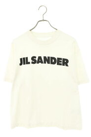ジルサンダー JILSANDER　サイズ:S JSCU07050WU248 ロゴプリントTシャツ(ホワイト×ブラック)【604042】【SB01】【メンズ】【中古】bb212#rinkan*B