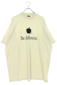 バレンシアガ BALENCIAGA　サイズ:3 22AW 712398 TNVB3 Be different刺繍Tシャツ(ベージュ調)【603042】【NO05】【メンズ】【中古】bb380#rinkan*S