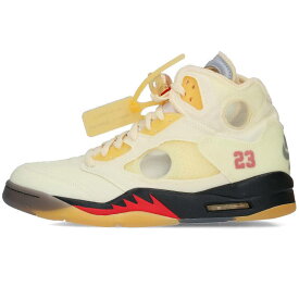 ナイキ オフホワイト NIKE OFF-WHITE　サイズ:27.5cm AIR JORDAN 5 SAIL DH8565-100 エアジョーダン5セイルスニーカー(ホワイト調×レッド)【117032】【SB01】【レディース】【小物】【中古】bb355#rinkan*S