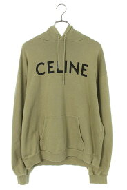 セリーヌバイエディスリマン CELINE by Hedi Slimane　サイズ:XL 2Y321670Q クラシックロゴルーズプルオーバーパーカー(ベージュ)【919032】【SB01】【メンズ】【中古】bb315#rinkan*B