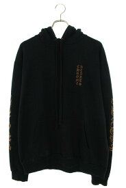 クロムハーツ Chrome Hearts　サイズ:M SWTSHRT PLVR 袖ロゴプリントプルオーバーパーカー(ブラック×ブラウン)【329032】【SJ02】【メンズ】【中古】bb169#rinkan*B