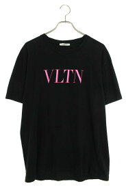 ヴァレンティノ VALENTINO　サイズ:XL UV3MG10V3LE VLTNロゴプリントTシャツ(ブラック×ピンク)【415042】【OM10】【メンズ】【中古】【準新入荷】bb205#rinkan*B