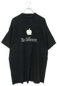 バレンシアガ BALENCIAGA　サイズ:2 22AW 712398 TNVB3 Be different刺繍Tシャツ(ブラック)【800132】【OM10】【メンズ】【中古】[less]bb76#rinkan*B