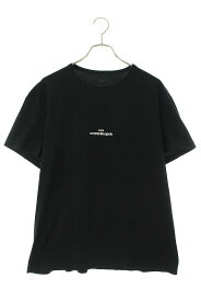 メゾンマルジェラ Maison Margiela　サイズ:48 20SS S30GC0701 ディストーテッドロゴ刺繍Tシャツ(ブラック)【604042】【SB01】【メンズ】【中古】bb324#rinkan*B