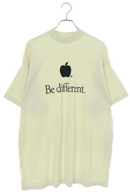 バレンシアガ BALENCIAGA　サイズ:1 22AW 712398 TNVB3 Be different刺繍Tシャツ(ベージュ)【310132】【OM10】【メンズ】【レディース】【中古】bb344#rinkan*B
