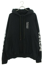 クロムハーツ Chrome Hearts　サイズ:XL SWTSHRT PLVR 袖ロゴプリントプルオーバーパーカー(ブラック)【820132】【SJ02】【メンズ】【中古】bb17#rinkan*B