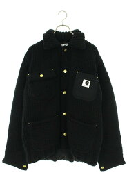 サカイ Sacai　×ユーケーカーハート UKCARHARTT サイズ:2 Knit Jacket Michigan ミシガンニットジャケット(ブラック)【521132】【SB01】【メンズ】【中古】bb18#rinkan*A