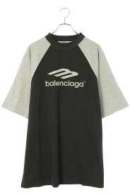 バレンシアガ BALENCIAGA　サイズ:3 767843 TPVJ1 ラグランオーバーサイズTシャツ(ブラック×グレー)【031132】【SB01】【メンズ】【新古品】bb20#rinkan*N