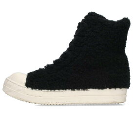 リックオウエンス Rick Owens　サイズ:42 RU02B2890LSHP ラムファーサイドジップレースアップスニーカー(ブラック)【102132】【OM10】【メンズ】【小物】【中古】bb205#rinkan*B