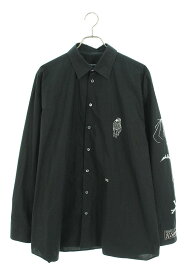 ラフシモンズ RAF SIMONS　サイズ:48 21AW Gothic big fit shirt 212-M293A ゴシックプリントオーバーサイズ長袖シャツ(ブラック)【422132】【SB01】【メンズ】【中古】bb154#rinkan*B