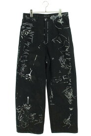 バレンシアガ BALENCIAGA　サイズ:XS 745223 TNW11 GRAFFITI BAGGY グラフィティバギーデニムパンツ(ブラック)【922132】【OM10】【メンズ】【中古】bb324#rinkan*B