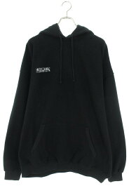 ヴェトモン VETEMENTS　サイズ:XS 24SS UE64HD400B インサイドアウトエンブロイダリーロゴパーカー(ブラック)【501042】【SB01】【メンズ】【新古品】bb20#rinkan*N