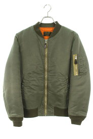 ワコマリア WACKO MARIA　サイズ:M 18AW MA-1 FLIGHT JACKET AFRICAN APACHEプリントMA-1ボンバーブルゾン(カーキ)【011042】【BS99】【メンズ】【中古】bb131#rinkan*C