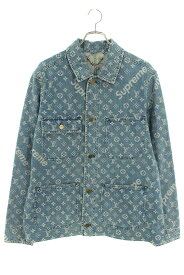 シュプリーム ルイヴィトン SUPREME LOUISVUITTON　サイズ:46 17AW LV Jacquard Denim Trucker Jacket モノグラムジャガードトラッカーデニムジャケット(ブルー)【011042】【SS13】【メンズ】【中古】bb310#rinkan*B