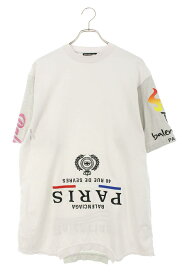 バレンシアガ BALENCIAGA　サイズ:1 698811 TMVC9 リメイクアップサイドダウンTシャツ(ホワイト×グレー)【724042】【SB01】【メンズ】【中古】bb127#rinkan*B