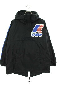 ディースクエアード DSQUARED2　×ケーウェイ K-WAY サイズ:XXS S72AM0552 ナイロンアノラックロゴジャケットブルゾン(ブラック×ブルー)【102042】【BS99】【レディース】【中古】bb205#rinkan*B