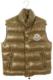 モンクレール MONCLER　サイズ:1 TIBET チベット ワッペン付ジップアップダウンベスト(カーキ調)【421042】【BS99】【メンズ】【中古】bb132#rinkan*B