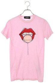 ディースクエアード DSQUARED2　サイズ:XXS S75GC0782 リップキャンディープリントTシャツ(ピンク)【602042】【BS99】【メンズ】【中古】[less]bb380#rinkan*B