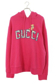 グッチ GUCCI　サイズ:XL 475374 X9T51 フロントロゴピッグワッペンパーカー(ピンク)【302042】【OM10】【メンズ】【中古】bb216#rinkan*B