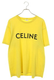 セリーヌバイエディスリマン CELINE by Hedi Slimane　サイズ:L 2X681501F ルーズフィットロゴプリントTシャツ(イエロー)【603042】【SS13】【メンズ】【中古】bb315#rinkan*A