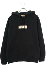 シュプリーム SUPREME　サイズ:L 22SS Burberry Box Logo Hooded Sweatshirt バーバリーボックスロゴパーカー(ブラック)【412042】【OM10】【メンズ】【中古】bb205#rinkan*B