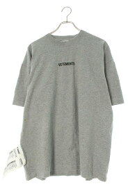ヴェトモン VETEMENTS　サイズ:XS UAH20TR611 フロントロゴパッチTシャツ(グレー)【612042】【OM10】【メンズ】【中古】bb210#rinkan*B