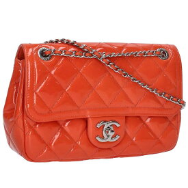 シャネル CHANEL　 マトラッセ パテントレザーチェーンショルダーバッグ(オレンジ×シルバー)【612042】【SS13】【小物】【中古】bb17#rinkan*A