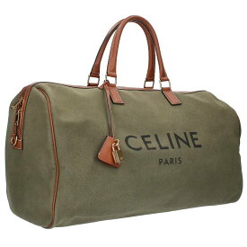 セリーヌバイエディスリマン CELINE by Hedi Slimane　 ボヤージュ キャンバスロゴプリントボストンバッグ(カーキ)【612042】【SS13】【小物】【中古】bb132#rinkan*C