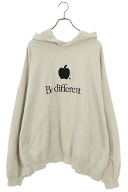 バレンシアガ BALENCIAGA　サイズ:5 713677 TNVB4 Be different 刺繍プルオーバーパーカー(オフホワイト)【122042】【SB01】【メンズ】【中古】bb154#rinkan*B