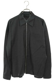 プラダ PRADA　サイズ:XL SC614 三角パッチウールジップアップ長袖シャツ(グレー)【422042】【SB01】【メンズ】【中古】bb187#rinkan*B