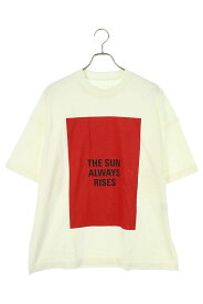 ジルサンダー JILSANDER　サイズ:L 21SS JSMS707043 フロントプリントTシャツ(ホワイト×レッド)【522042】【OM10】【メンズ】【中古】bb187#rinkan*B