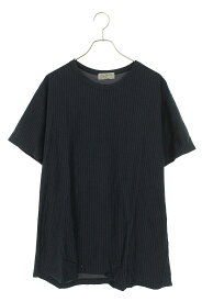 ヨウジヤマモトプールオム YOHJI YAMAMOTO POUR HOMME　サイズ:3 HO-T05-071 ストライプ柄オーバーサイズTシャツ(ブラック)【103042】【BS99】【メンズ】【中古】bb187#rinkan*B