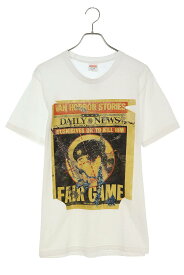 シュプリーム SUPREME　サイズ:M 16AW Dash Snow Fair Game Newspaper Tee フロントプリントTシャツ(ホワイト)【415042】【SB01】【メンズ】【中古】bb177#rinkan*B